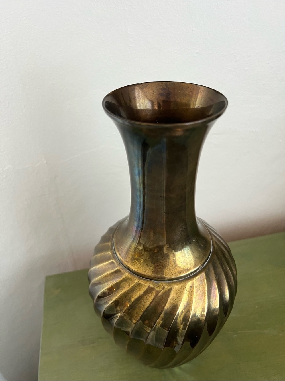 Vintage Dore Solid Brass Twist Vase - Picture 2 of 3